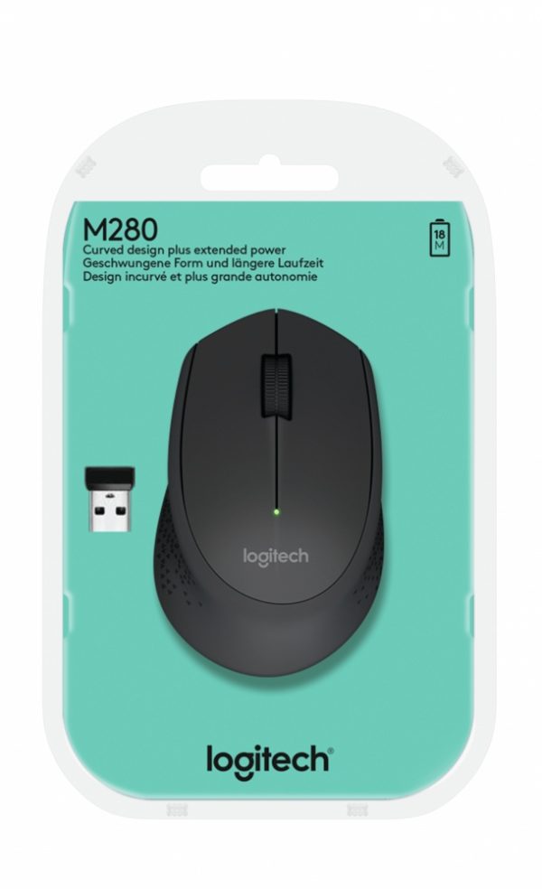 Mouse LOGITECH M280, Negro, 3 botones,10 m, RF inalámbrico, Óptico, 1000 DPI - 910-004284 - Image 5