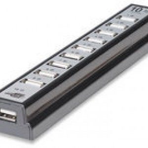 Hub USB MANHATTAN 161572, Negro, 10 puertos - 161572