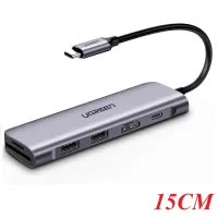 CONVERTIDOR UGREEN USB-C A HDMI,USB 3.0, SD TF, PD, NEGRO 70411 - 70411