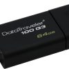 Memoria USB Kingston Technology Hi-Speed 100 G3 USB 3.0, 64 GB, USB 3.0, 40 MB/s, 10 MB/s, Negro - DT100G3/64GB
