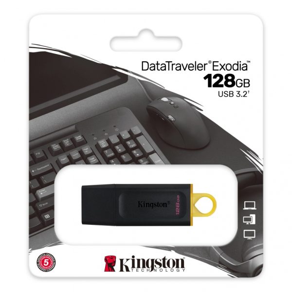 128 GB KINGSTON TECHNOLOGY DATA TRAVELER EXODIA USB .32 FLASH DRIVE - DTX/128GB - Image 3