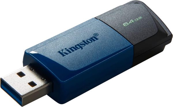 Memoria USB Kingston Technology Exodia USB 3.2, 64 GB, USB 3.2, 40 MB/s, 10 MB/s, Negro/azul - DTXM/64GB