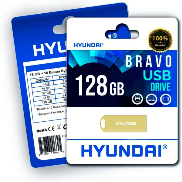 Memoria USB HYUNDAI 128GB, 3,0 DRIVE DORADO - HTU3B128G - Image 2
