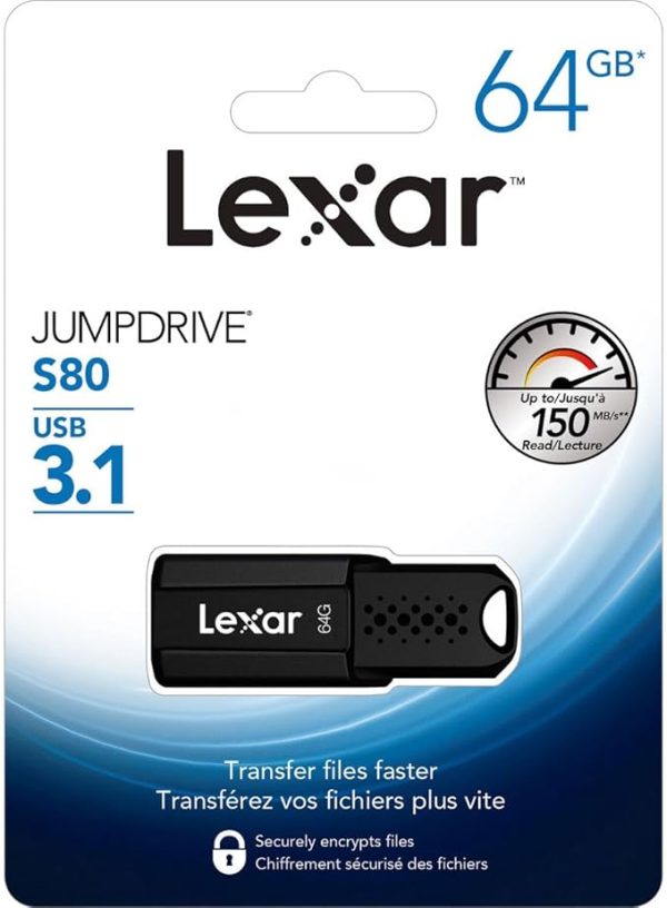 Memoria USB Lexar 64GB JumpDrive S80 USB 3.1 Gen 1 Type-A Flash Drive - LJDS080064G-BNBNU - Image 4